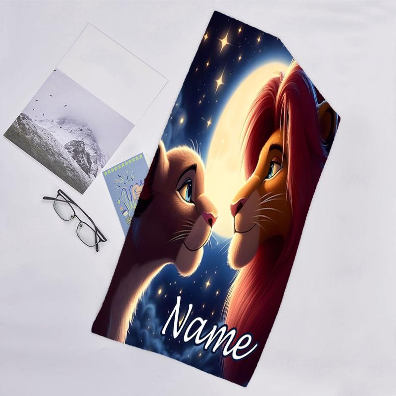 1pc Lion King1 Beach Towel with Custom Name, Beach/Swimming/Bath/Picnic/Camping Towel, Suitable for Seaside Beaches