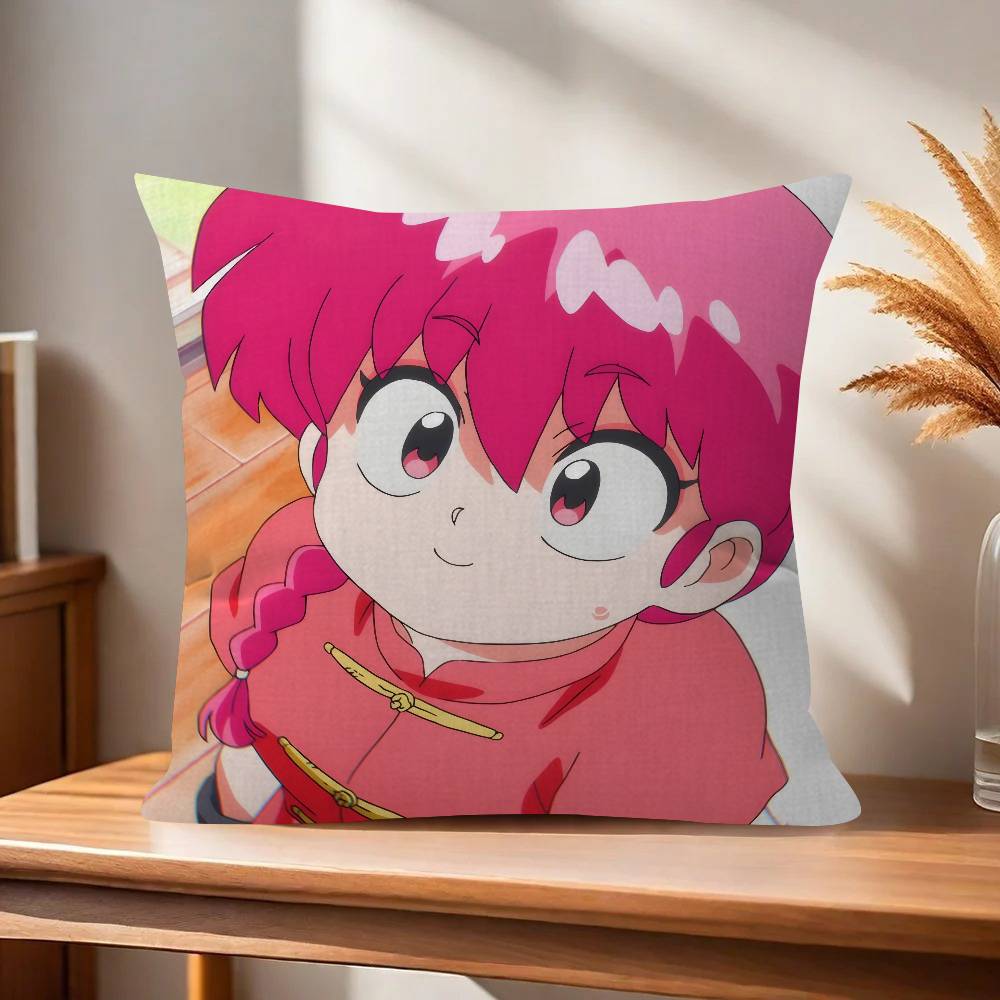 Anime Ranma Vintage Pillow Gift Home Office Decoration Bedroom Sofa Car Cushion Cover case x