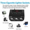 High Power Car Charger: 1 To 3 Lighter Socket Extension & 4-Port USB with Independent Switches TR12