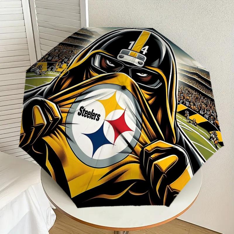 1 Stück Steelers 14 Regenschirm-8-Rippen verstärkt, Automatiköffnung, Leicht & Langlebig, Süßes Modeaccessoire für Draußen-P92