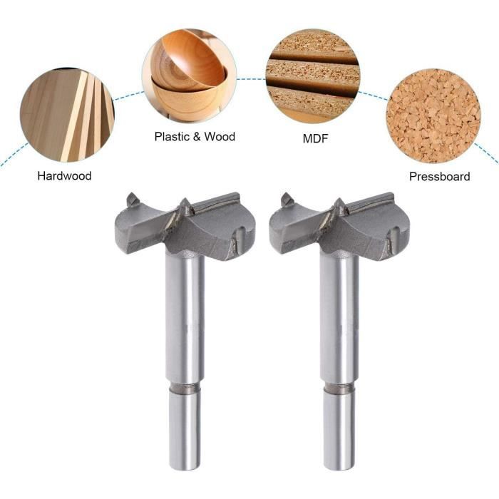 5 Pcs Mches Bois, (4045506070mm) Fraises a Bois Carbure Assortiment de Mches Pour La Perforation Du Bois, Tiroir,