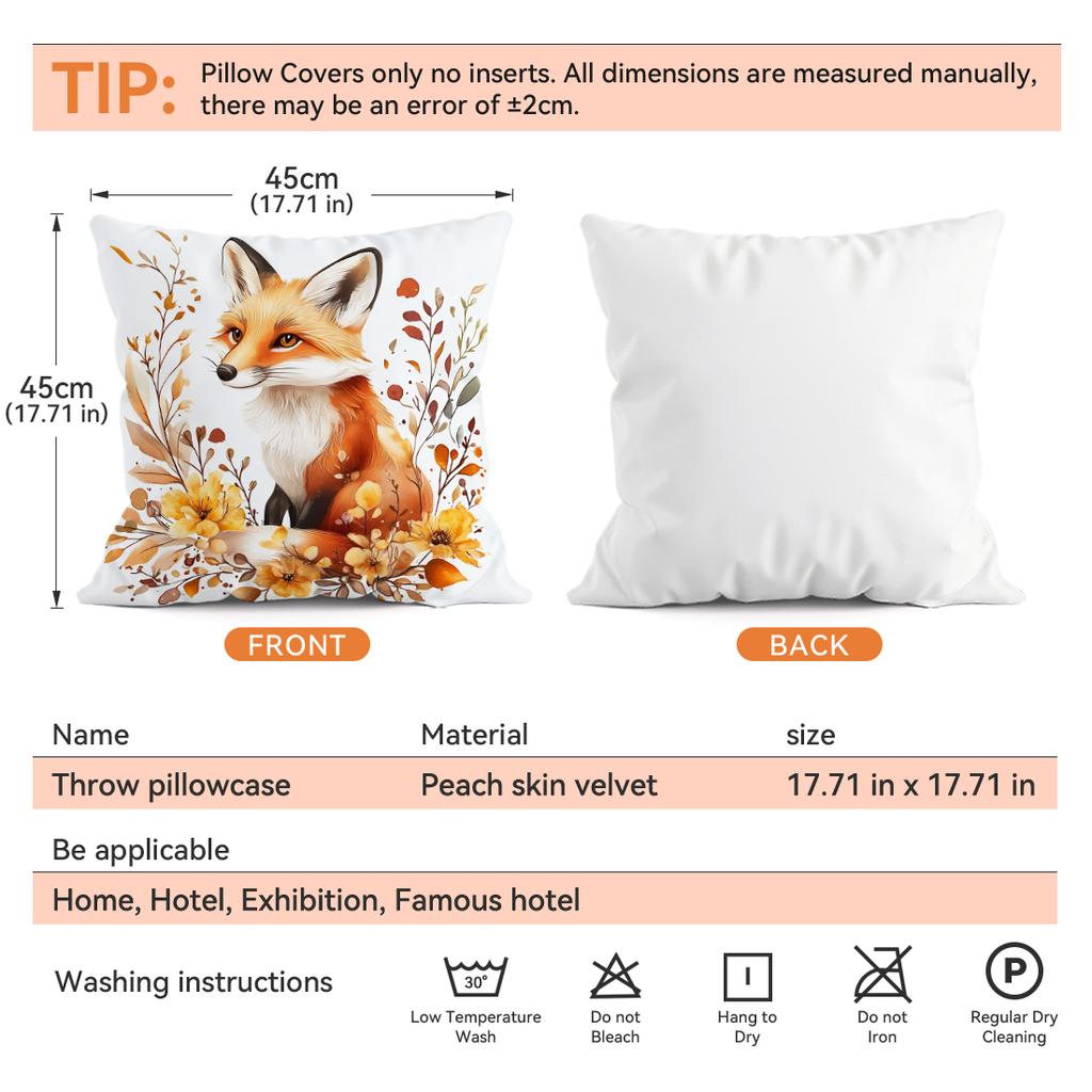 Autumn Forest Animal Fox Cushions Pillowcase Cushion Cover Throw Pillow Sofa Decoration Pillowcover Home Car Sofa Decor