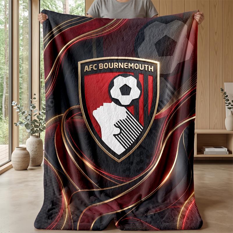 Bournemouth Fußball Druck Flanell Decke, Weiche Warme Leichte Überwurfdecke für Sofa Bett Camping