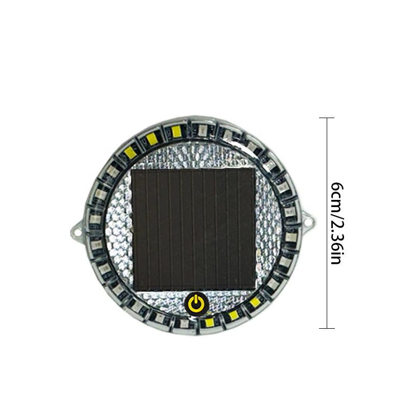1Pcs Led Solar Powered Strobe Warning Light Night Safety Taillight Flashing Lamp No Wiring For Car Motorcycle Safety Warning One size