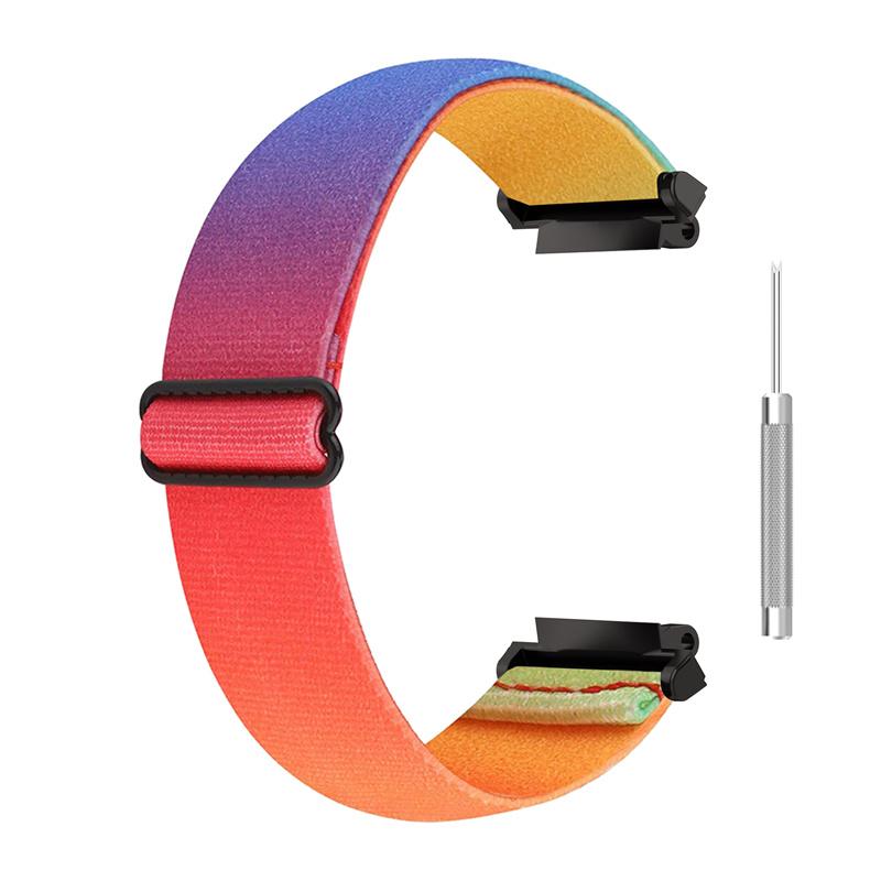 

For Huami Amazfit T-Rex 2 Men Breathable Watch Strap Ethnic Style Adjustable Braided Nylon Wrist Band Pink/Orange