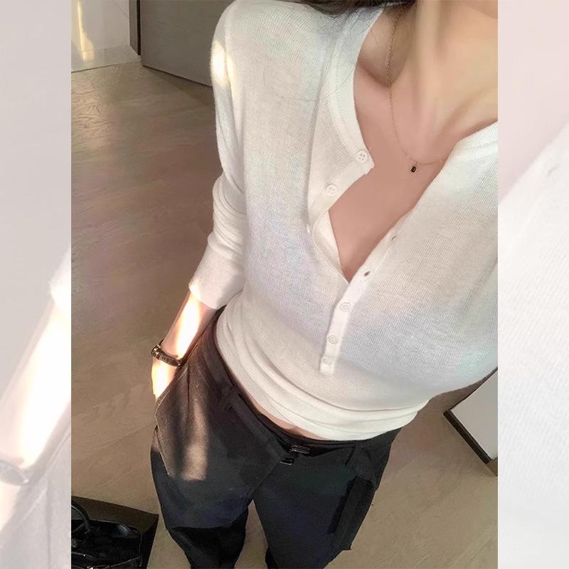 Women's Korean V-Neck Wool Knit Sweater for Spring/Autumn