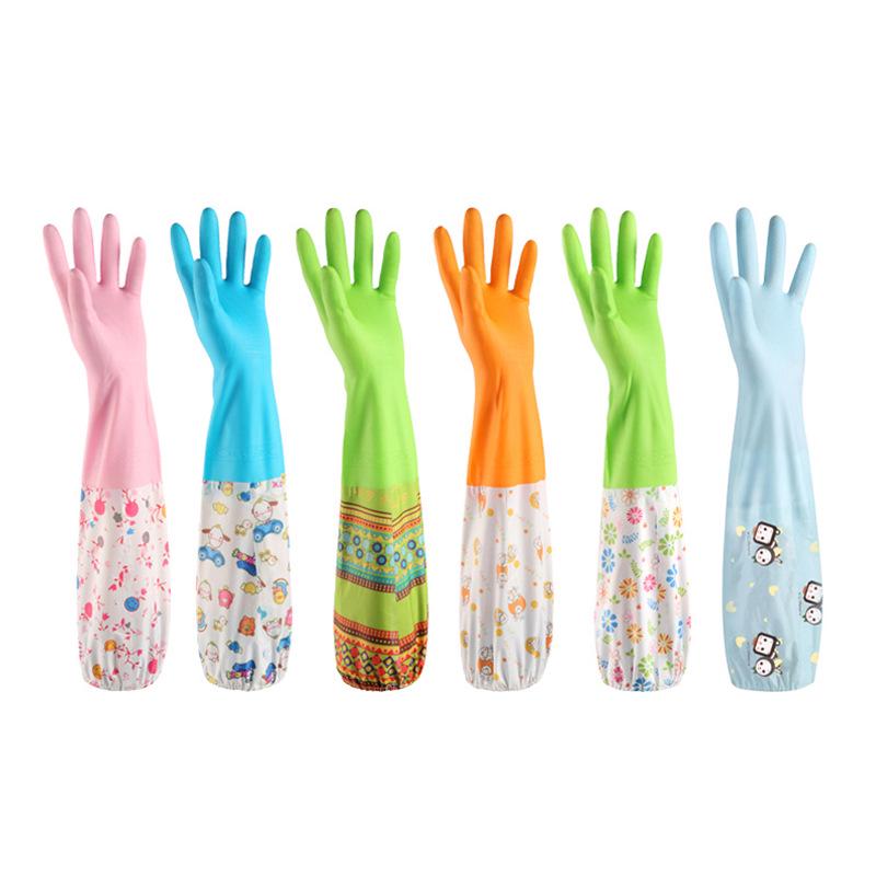 

Водонепроницаемые женские зимние перчатки для мытья посуды: Прочный резиновый латекс с бархатной подкладкой для кухонных и уборочных работ. One Size - Random Color