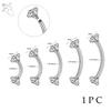 14G Stainless Steel Opal Curved Barbell Eyebrow Ring Cartilage Earring Crystal Labret Piercing Jewelry 6/8/10/12/14mm