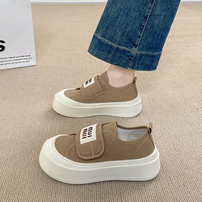 Fashion CRLAYDK Classic Canvas Tennis Shoes for Women Low Top Casual Platform Sneakers Ladies Hook&Loop Fashion Walking Soft Loafers