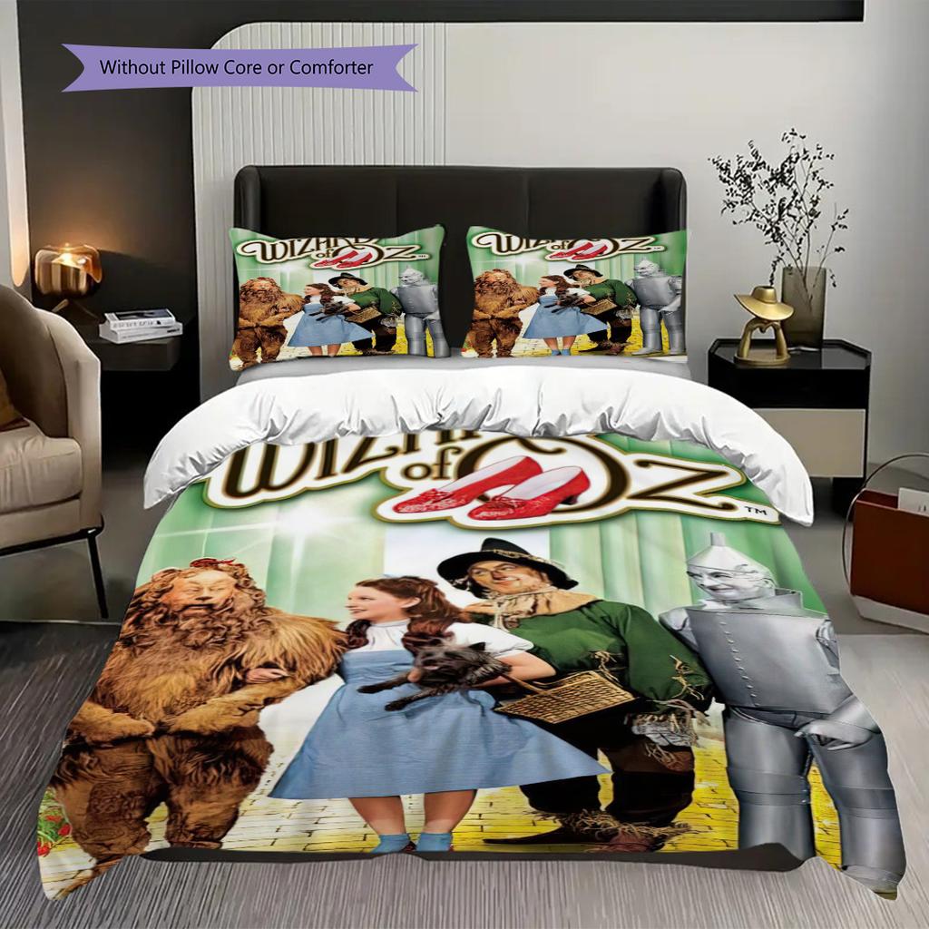 1PC The Wizard of Oz Pattern Bedding Quilt Set Quilt Cover Pillowcase Home Decoration Birthday Gift (1 * Duvet Cover + 2 * Pillowcase, Without Core)