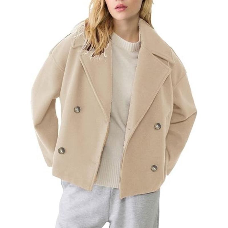 Herbst Winter Einfarbig Umlegekragen Lässige Mode Strickjacken Blazer Damen Knöpfe Mantel Jacke Oberteil