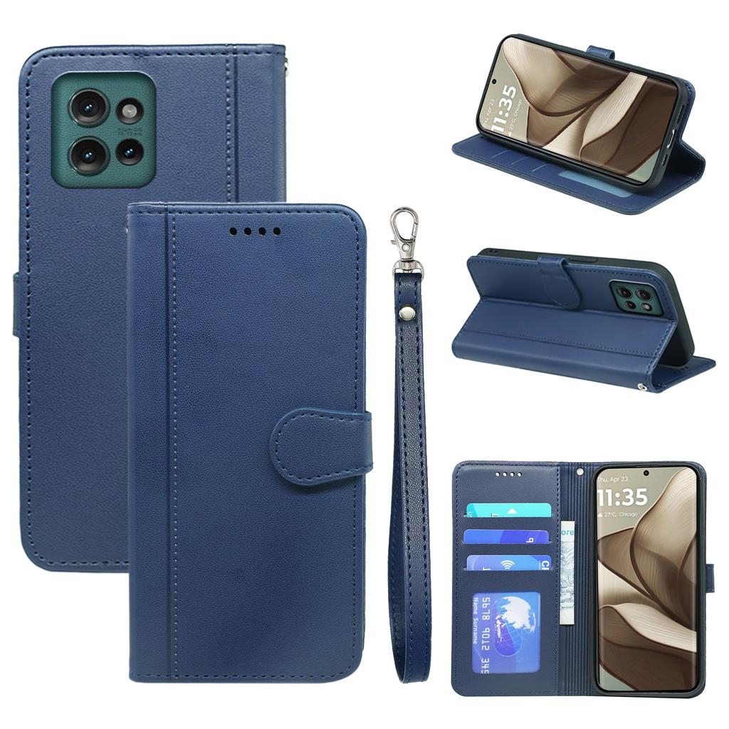 Pro Motorola Edge 50 5G Peněženkové pouzdro Magnetické zapínání Kožený kryt na telefon s řemínkem