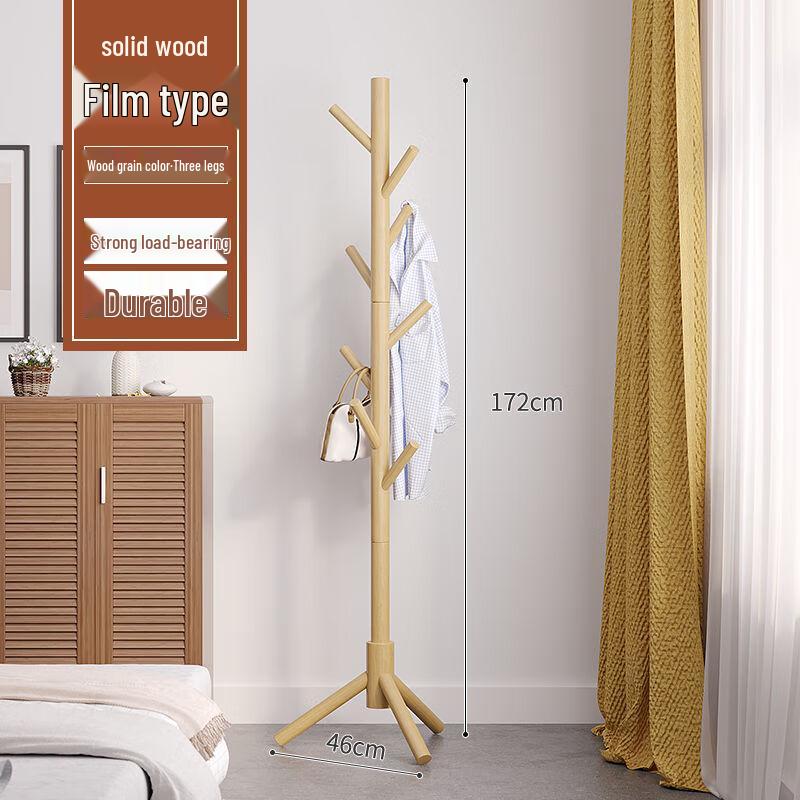 Milin Solid Wood Floor-Standing Coat Rack