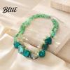 Stone Pendant Necklace Double Layer Gravel Necklace Adjustable Chain Length
