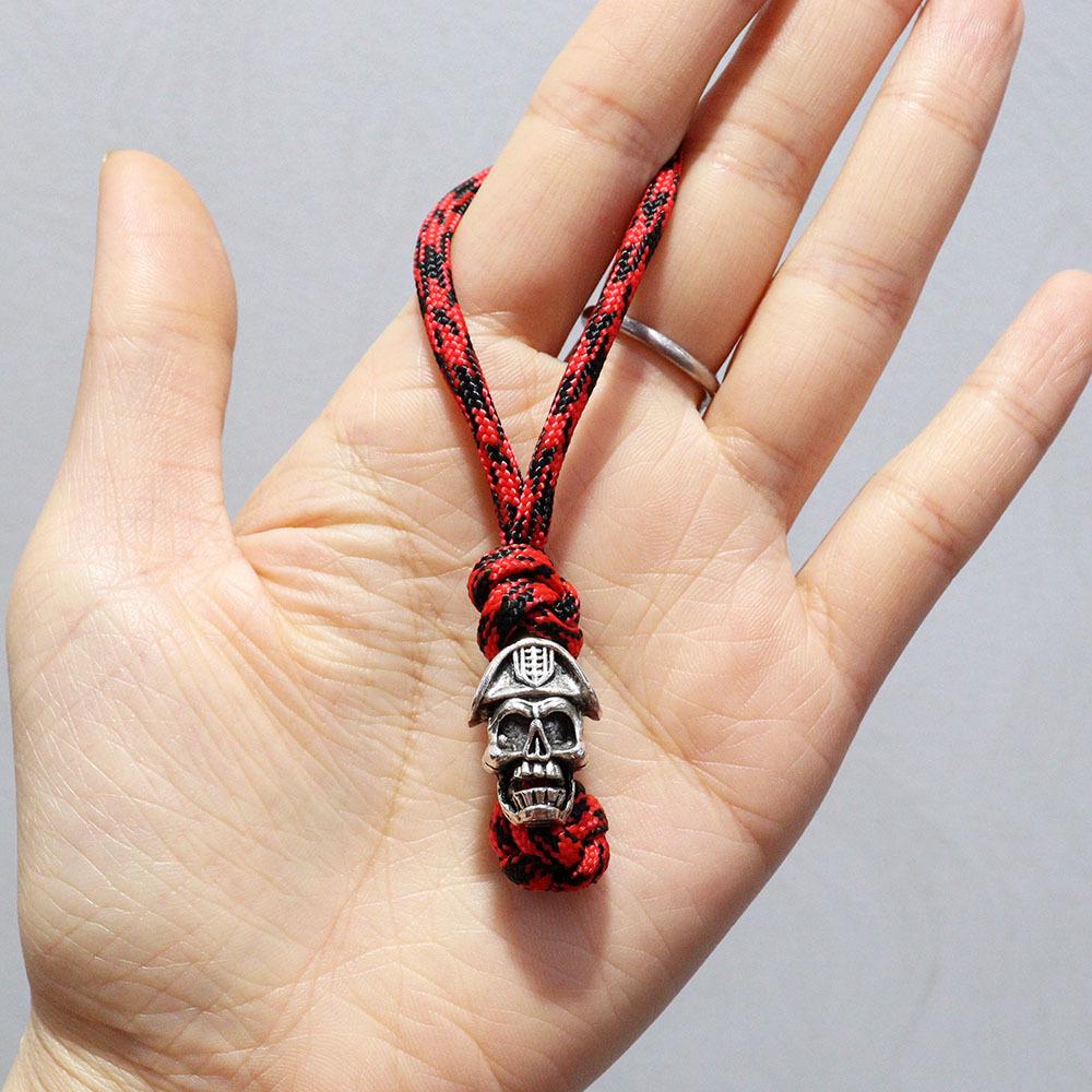 Spartan Pirate Red Camouflage Paracord Keychain Pendant in Viking Style