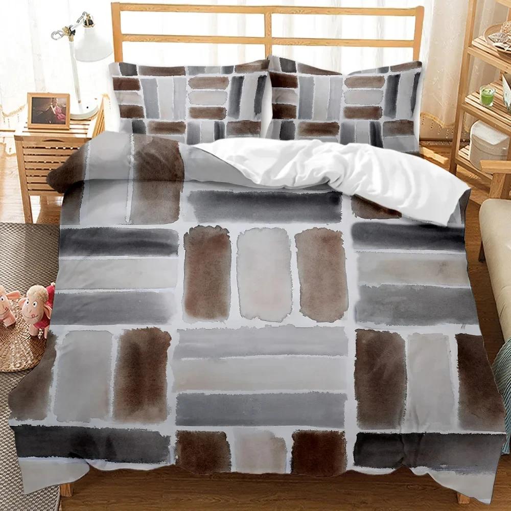 Bettbezug mit geometrischem Muster, Aquarell, abstrakte Malerei, für Steppdecke, Bettdecke, alle Jahreszeiten, Doppelbett, Queen-Size-Bett, King-Size-Bett, Polyester, Bettbezug