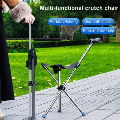 Multi-purpose Folding Stool Trekking Pole Portable Lightweight Walking Stick with 3 Legged