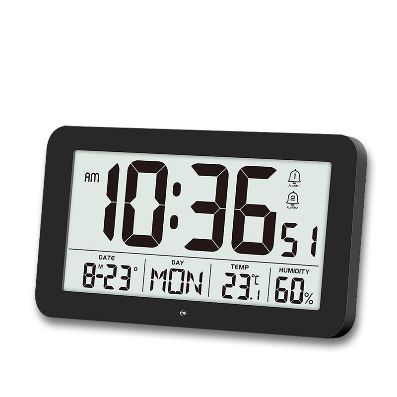 

Large Digital Wall Clock with Temperature Humidity Calendar 8.5 Desk LCD Alarm Clock Backlight for Bedroom Office Living Room 8.5 inch чёрный