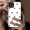Black Heart Pattern Phone Case for Samsung Galaxy A22s 5G A22 Acrylic Back TPU Bumper Shockproof Protective Cover, Minimalist Korean Style