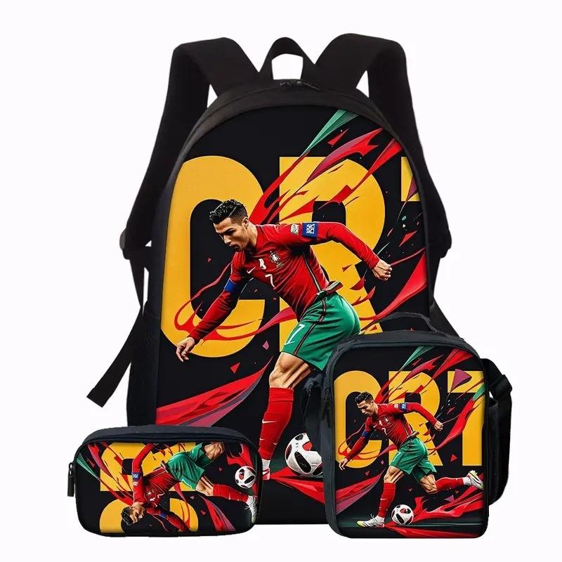 Cartoon Kids Backpack Set of 3 Anti-Water Polyester School Bag for Boys Girls with Crossbody Bag and Pencil Case