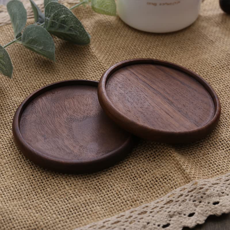tallnext Stylish Walnut Wood Coasters, Set of 4