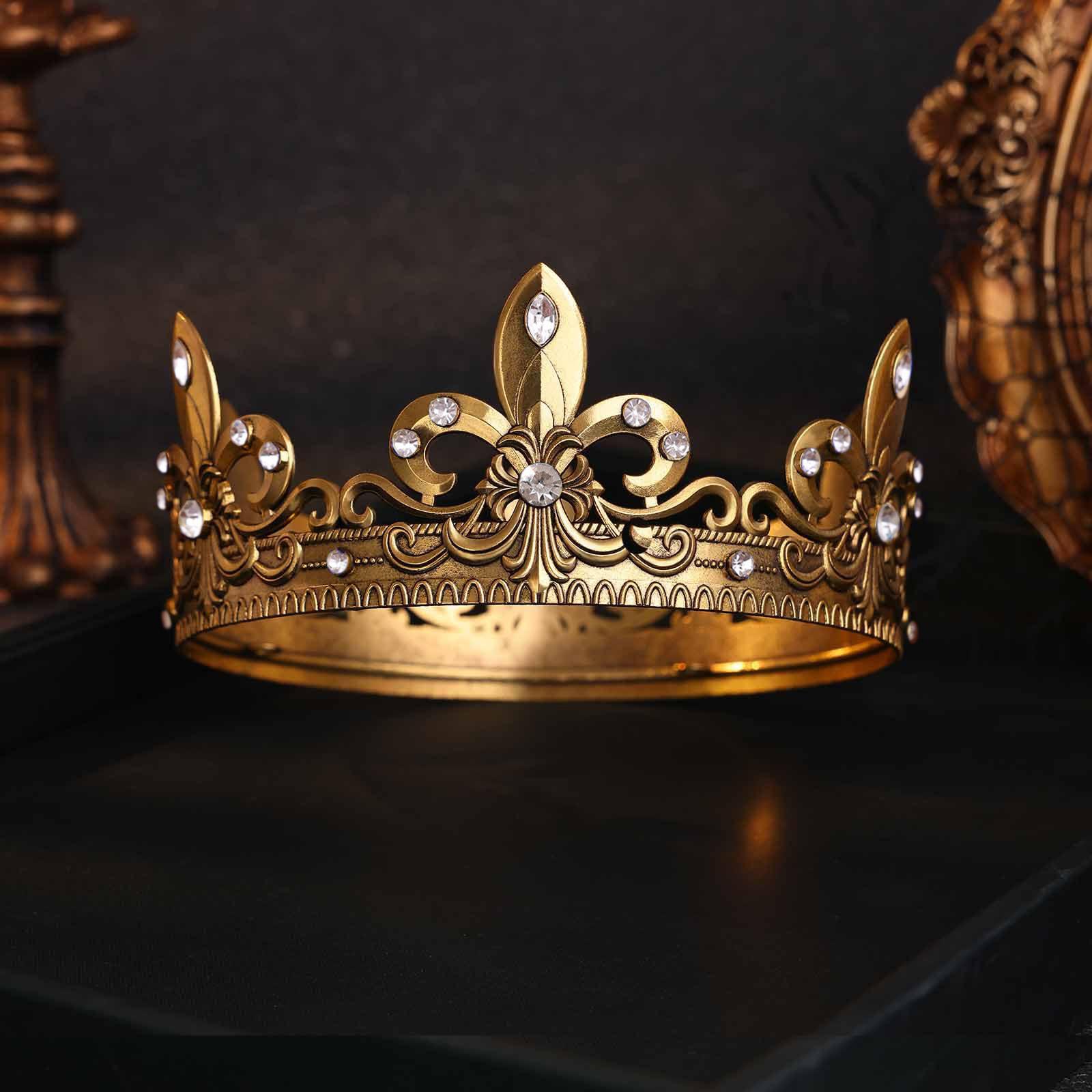 

Gold/Silver King Crown for Men Prince Tiara Royal Medieval Headband Costume Accessory for Cosplay Birthday Prom Halloween