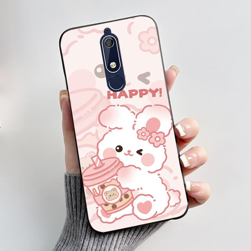 Casing For Nokia 5.1 6.1 Aesthetic Luxury Cute Cool Boys Girls Soft silicone Phone Case Back Cover Black Matte Protective Shell