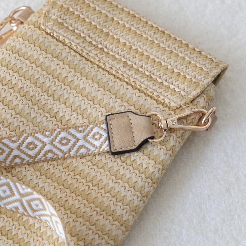 Women Fashion New Straw Woven Crossbody Bag Boutique Beaded Bag Versatile Mobile Phone Bag Cute Unique Shoulder Travel Small Bag