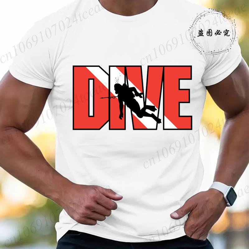 New Fashion T Shirt for Men Casual Short Sleeve Hip Hop Streetwear SCUBA Dive Print Tee Shirt Pullover Mens Women T-shirt Tops