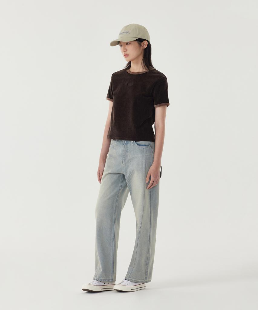 COVERNAT WOMAN Velour Short Sleeve Tee Chocolate