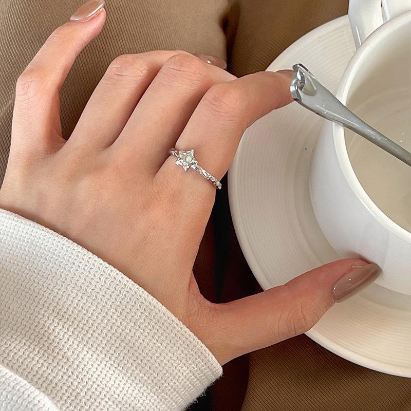 925 Silve Love Heart Hollowed Out Ring For Women Girl Extremely Fine Korea Ins Jewelry Gift