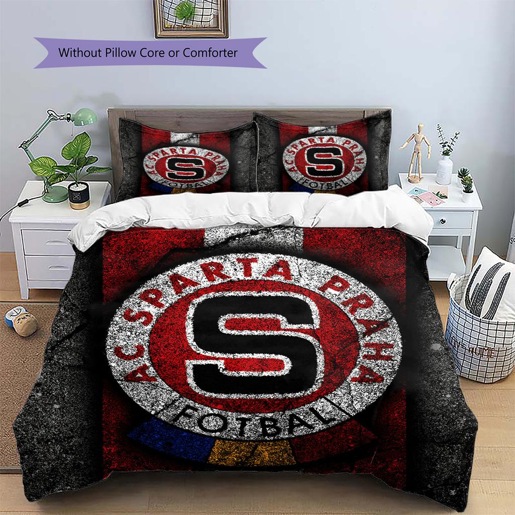 Sparta Prag Fußball Logo Muster Bettwäsche Heimdekoration Geburtstagsgeschenk (1 Bettbezug + 2 Kissenbezüge, ohne Füllung)