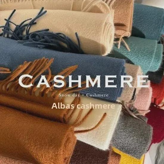 Alba Damen Schal aus reinem Kaschmir - Winter Wasserwelle, Einfarbig, Warme Halsbekleidung