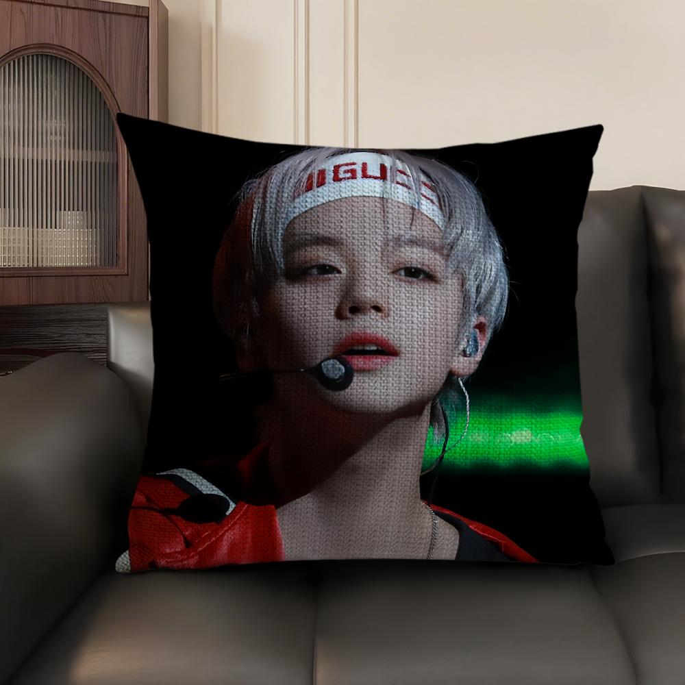 P-Park Ji-Hoon Singer Cushion Cover Natural Linen Organic Fabric Double-Sided Printing Sofa Home Decor Gift Pillow Case