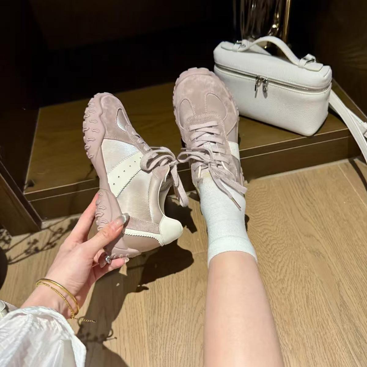 

Sheepskin version of the new small inner height increase women s versatile lace-up casual sports shoes thick sole 40