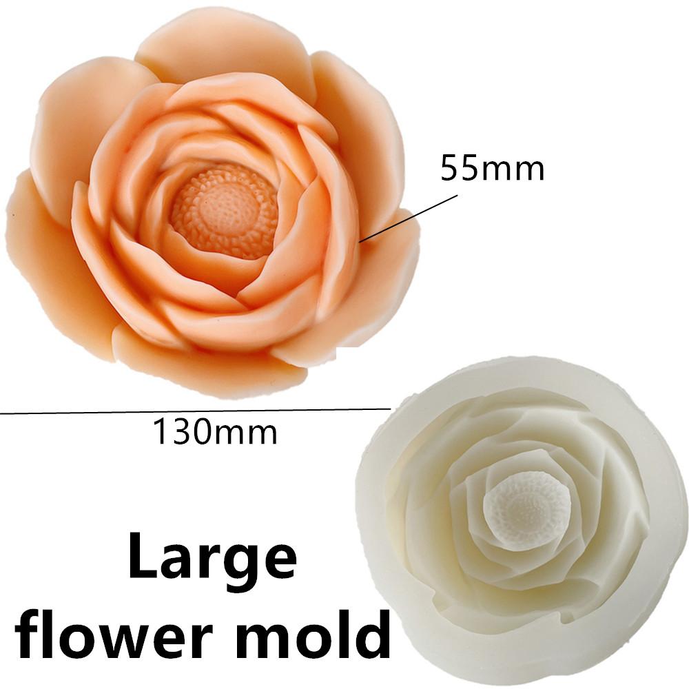 DIY 8-15cm Large Peony Candle Silicone Mold Rose Cake Chocolate Silicone Mold Soap Mold Valentine's Day Gift Rose Flower Mold