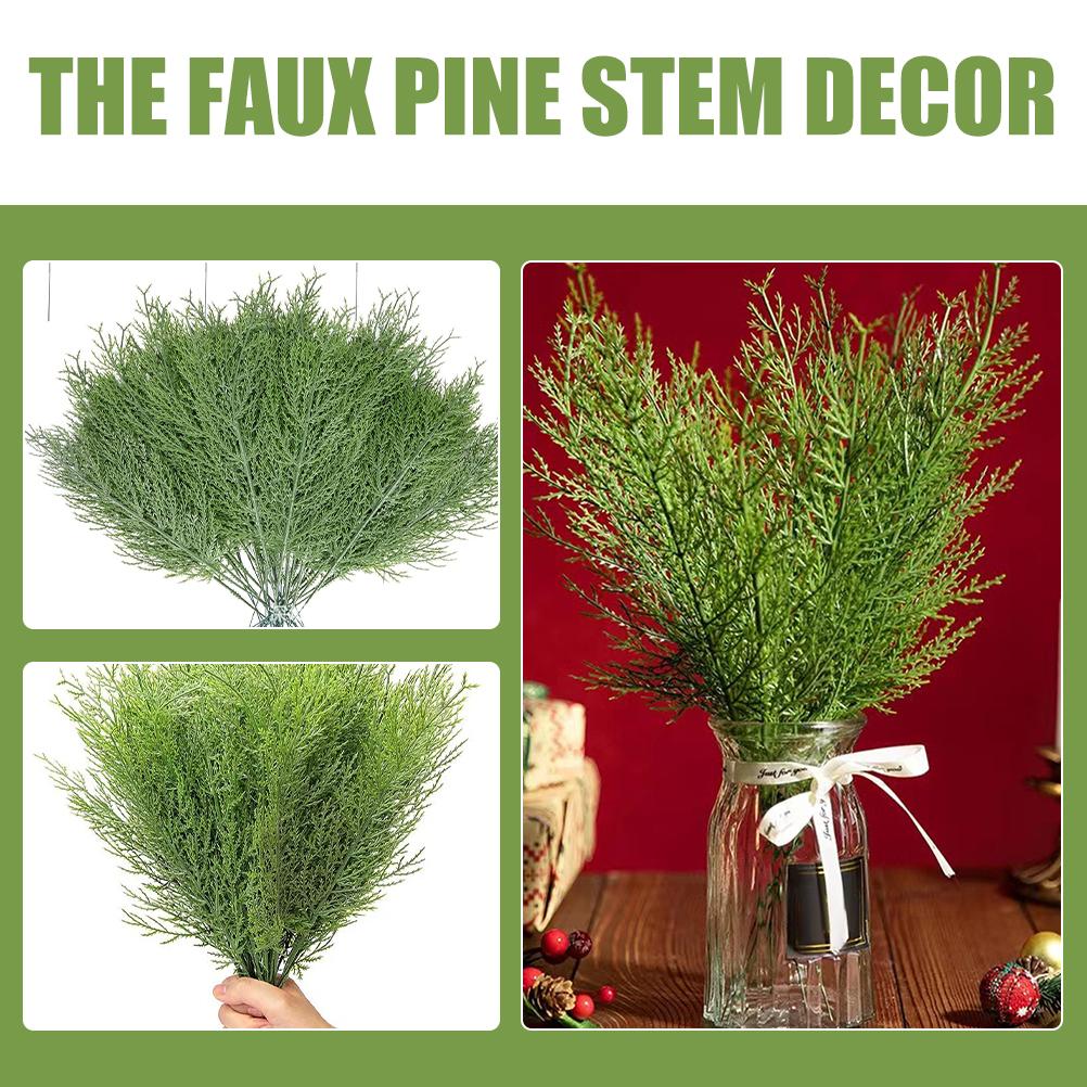 40 Stück Künstliche Kiefernzweige Pflanzennadeln Simulation Zweige Kunststoff Faux Eisen DIY Stiele