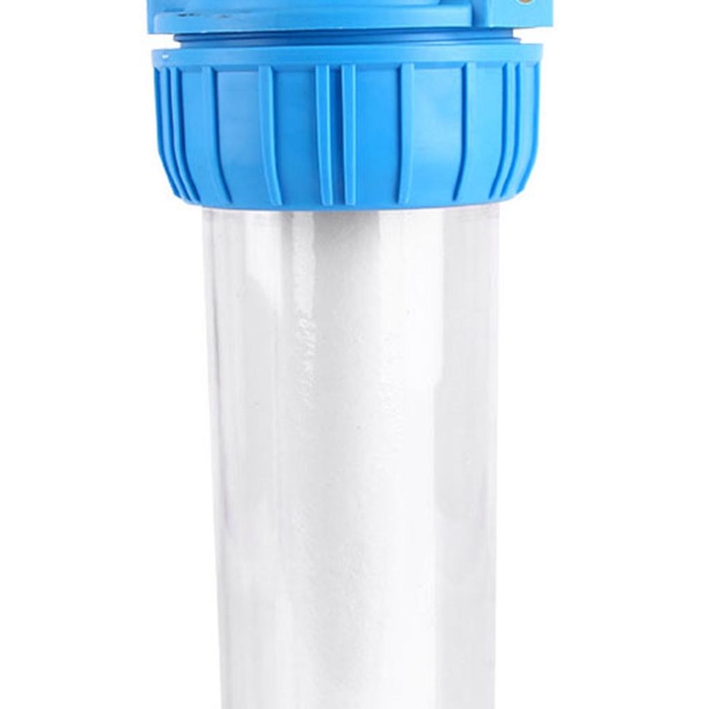 10palcové pouzdro vodního filtru s průhledným filtrem a 1palcovým mosazným portem pro odstranění nečistot
