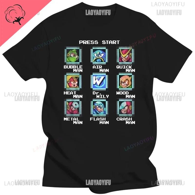 Official Megaman Player Select Men'S T-Shirt Mega Man Video Game Men Printed Tee Fashion Summer Cotton Casual Men'S Gift T Shirt
