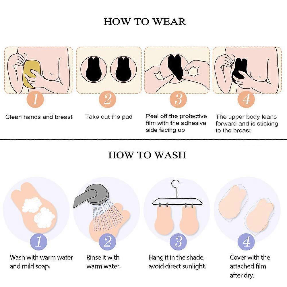 4PCS Push Up Sticky Bras for Women, Backless Invisible Bra Adhesive Bra Breast Lift Tape Reusable Nipple Covers