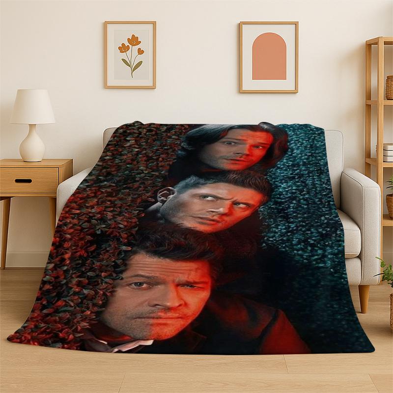 SPN Supernatural Dean Sam TV Flannel Blanket Soft Warm Throw Blanket for Bedroom Living Room Bed Travel Camping Picnic Kid