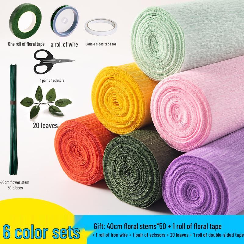 Packung dickes grünes Krepppapier für handgefertigte 3D-Blumen, ideal für Bastelarbeiten in Grundschule und Kindergarten