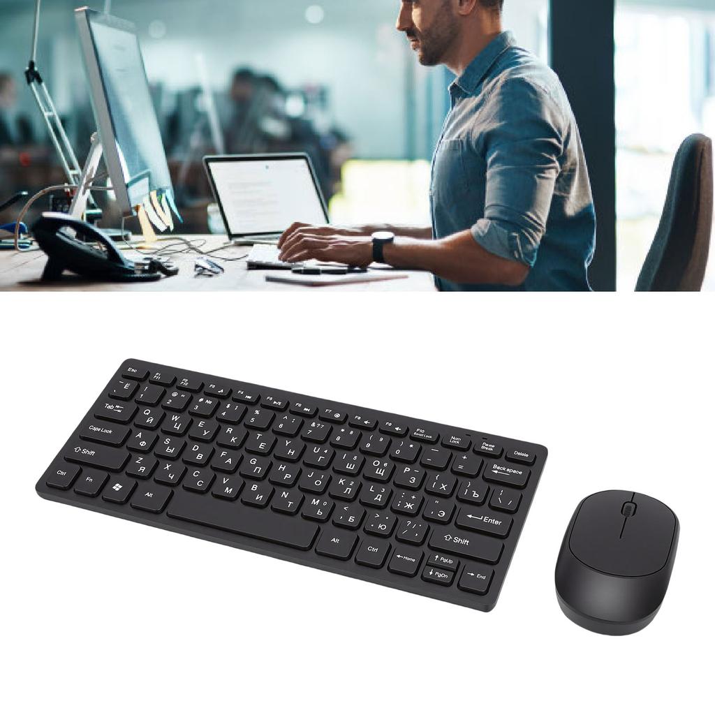 Russian Keyboard Mouse Set 78 Keys Slim 2.4G Wireless Keyboard and Mouse Combo for PC Laptop