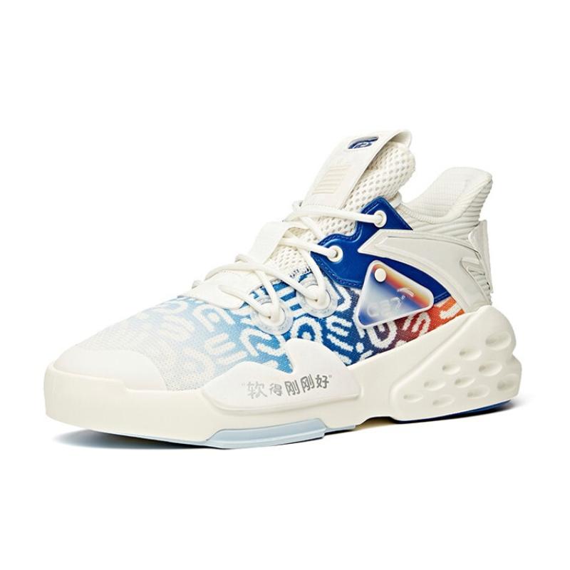 Anta C37 Series Mid-Top Skateboard Shoes Men's White Blue Sneakers 912118089-1