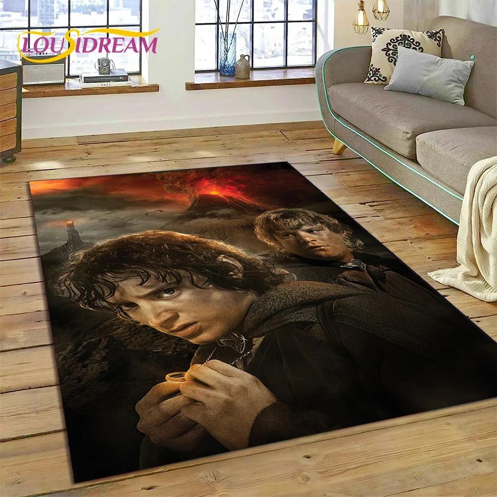 3D L-Lord of The Rings H-Hobbit Movie HD Rug Carpet for Living Room Bedroom Home Decor,Non-slip Decoration for Sofa Doormat Gift