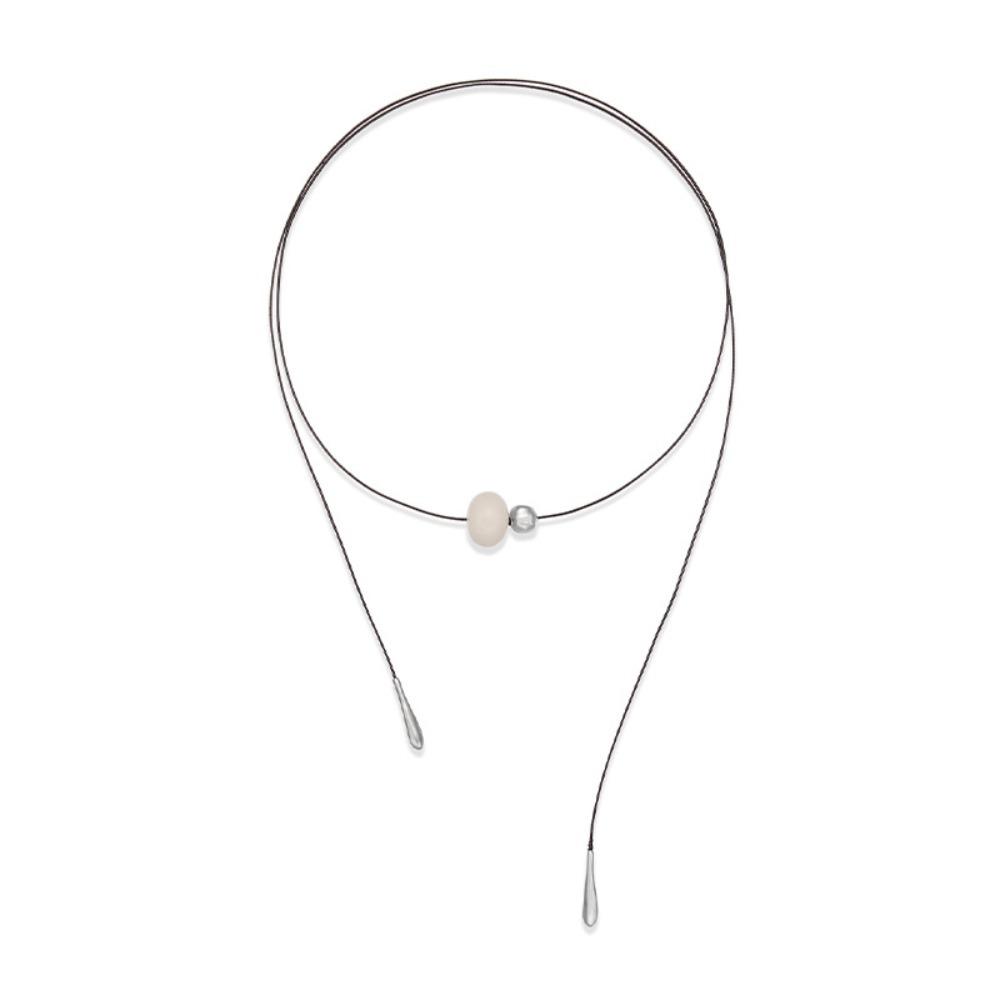 

Эстетичное ожерелье-шнурок Винтажный тренд Чокер Многослойное ожерелье с подвеской из бусин Очаровательные чокеры чёрный/серебряный