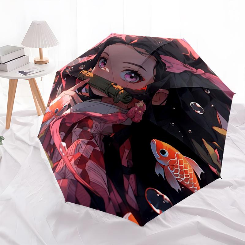 

1pc Kamado Nezuko Demon Slayer Automatic Opening and Closing Cartoon Umbrella, Lightweight 3-Fold, With Cute Cartoon Characters, Suitable for Home, Ou