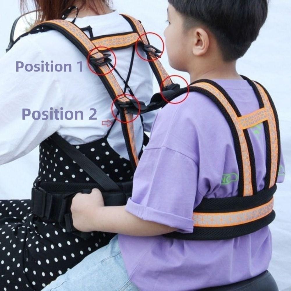Breathable Children's Motorcycle Seat Belt Two Handles Reflective Strap Kids Safety Seat Harness Adjustable Strap Non-Slip