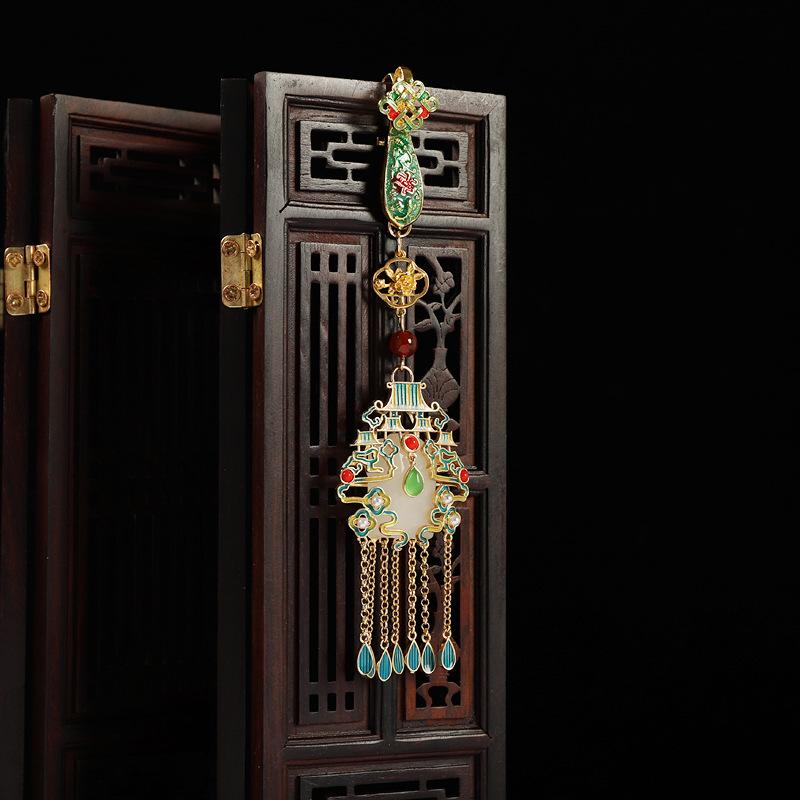 Chinese-style Guochao Nantianmen medium cheongsam button pendant tassel pendant women's retro court Hanfu accessories