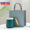 Ceramic Tea Infuser Mug with Filter and Wooden Handle